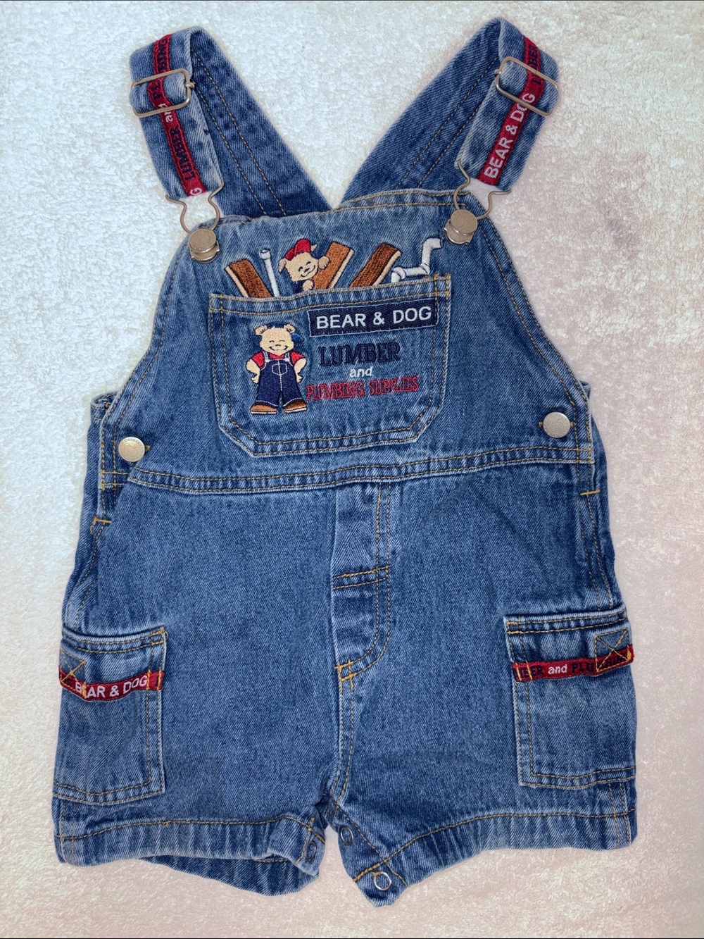 Bear & Dog lumber and plumbing denim Jean shortalls vintage 24m